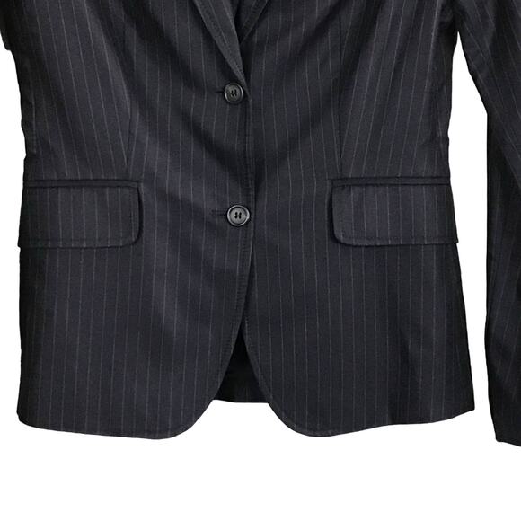 J CREW Classic Dark Navy Blue Gray Pinstripe Tailored Jacket Blazer sz 0 - Picture 5 of 7